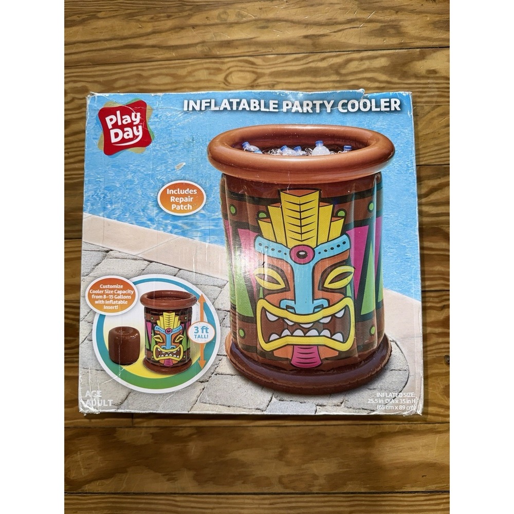 Hawaiian Tiki Inflatable Party Cooler‎ Giant 3ft Beverage Pool Luau Bar 3 ft NEW
